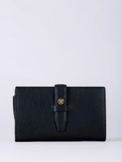 New Lakeland Leather Black Large Icon Stud Tab Purse