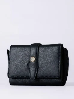 Lakeland Leather Black Medium Icon Stud Tab Purse^Women Purses