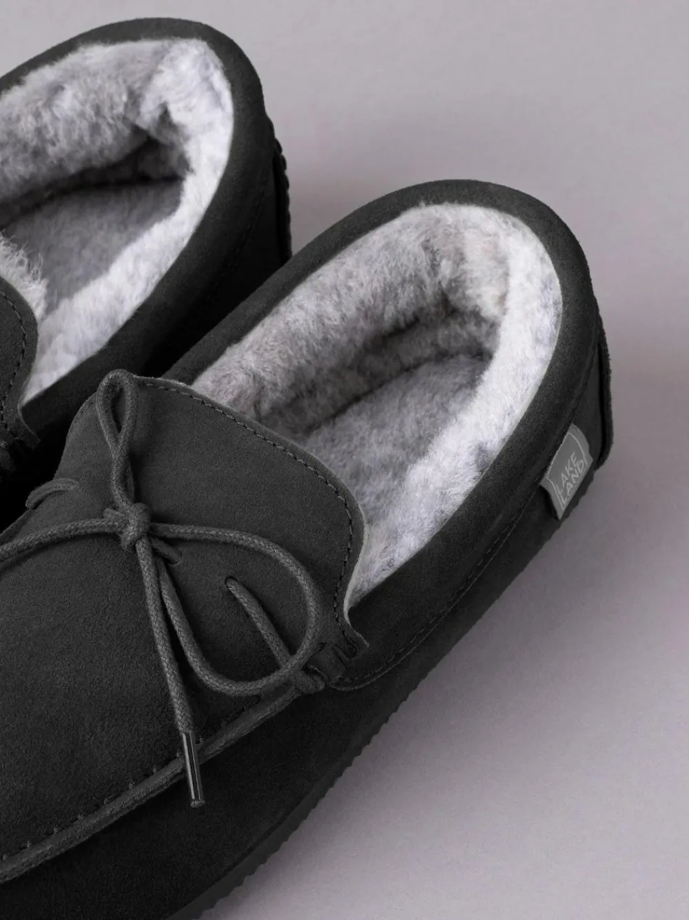 Clearance Lakeland Leather Mens Sheepskin Moccasin Slippers Black