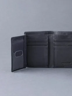 Lakeland Leather Black Stitch Tri-Fold Wallet^ Wallets