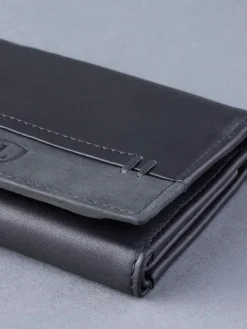 Lakeland Leather Black Stitch Tri-Fold Wallet^ Wallets