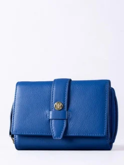 Discount Lakeland Leather Blue Light Medium Icon Stud Tab Purse