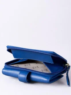 Discount Lakeland Leather Blue Light Medium Icon Stud Tab Purse