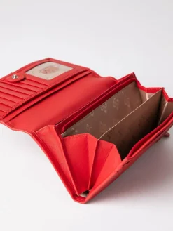 Clearance Lakeland Leather Bright Red Large Flapover Purse