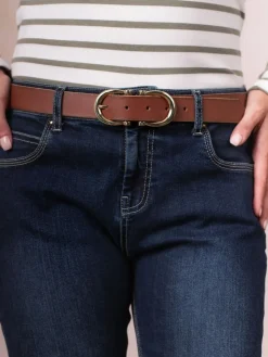 Best Lakeland Leather Bowness Dual Buckle Suede Belt Brown