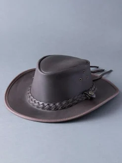 Hot Lakeland Leather Outback III Australian Style Leather Hat Brown