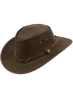Hot Lakeland Leather Outback III Australian Style Leather Hat Brown