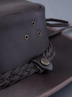 Hot Lakeland Leather Outback III Australian Style Leather Hat Brown