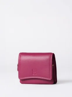Clearance Lakeland Leather Cranberry Small Leather Flapover Purse