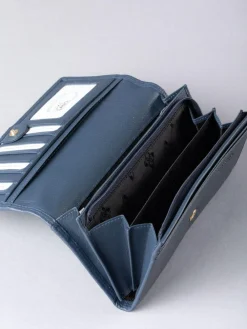 Lakeland Leather Dark Blue Large Flapover Purse^Women Purses