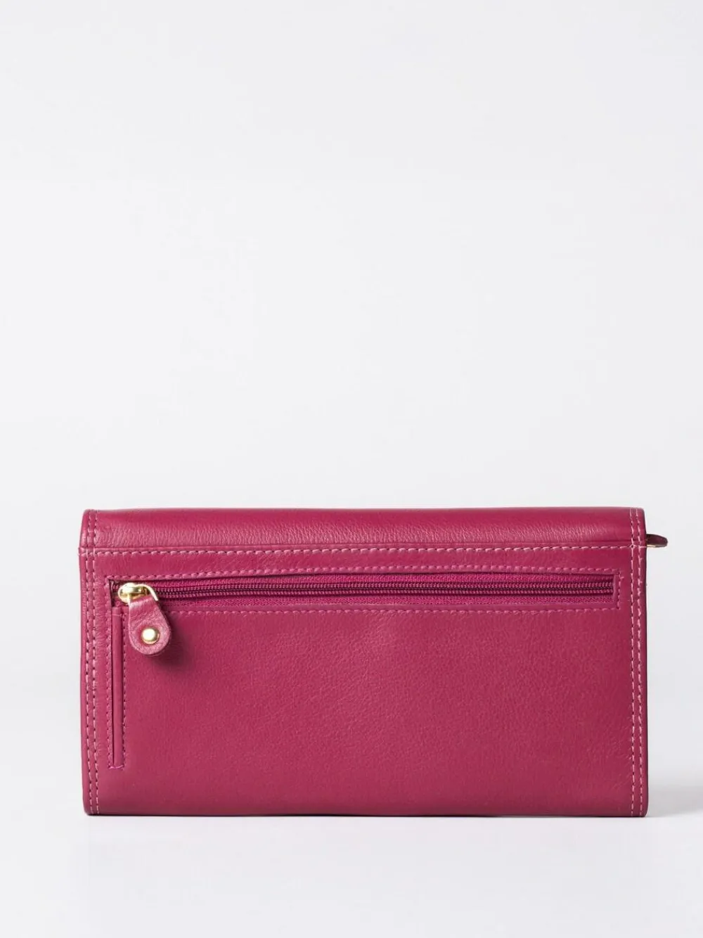 Clearance Lakeland Leather Dark Pink Large Flapover Purse