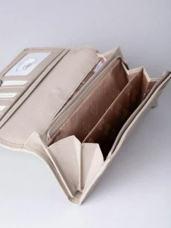 Best Lakeland Leather Light Grey Large Flapover Purse