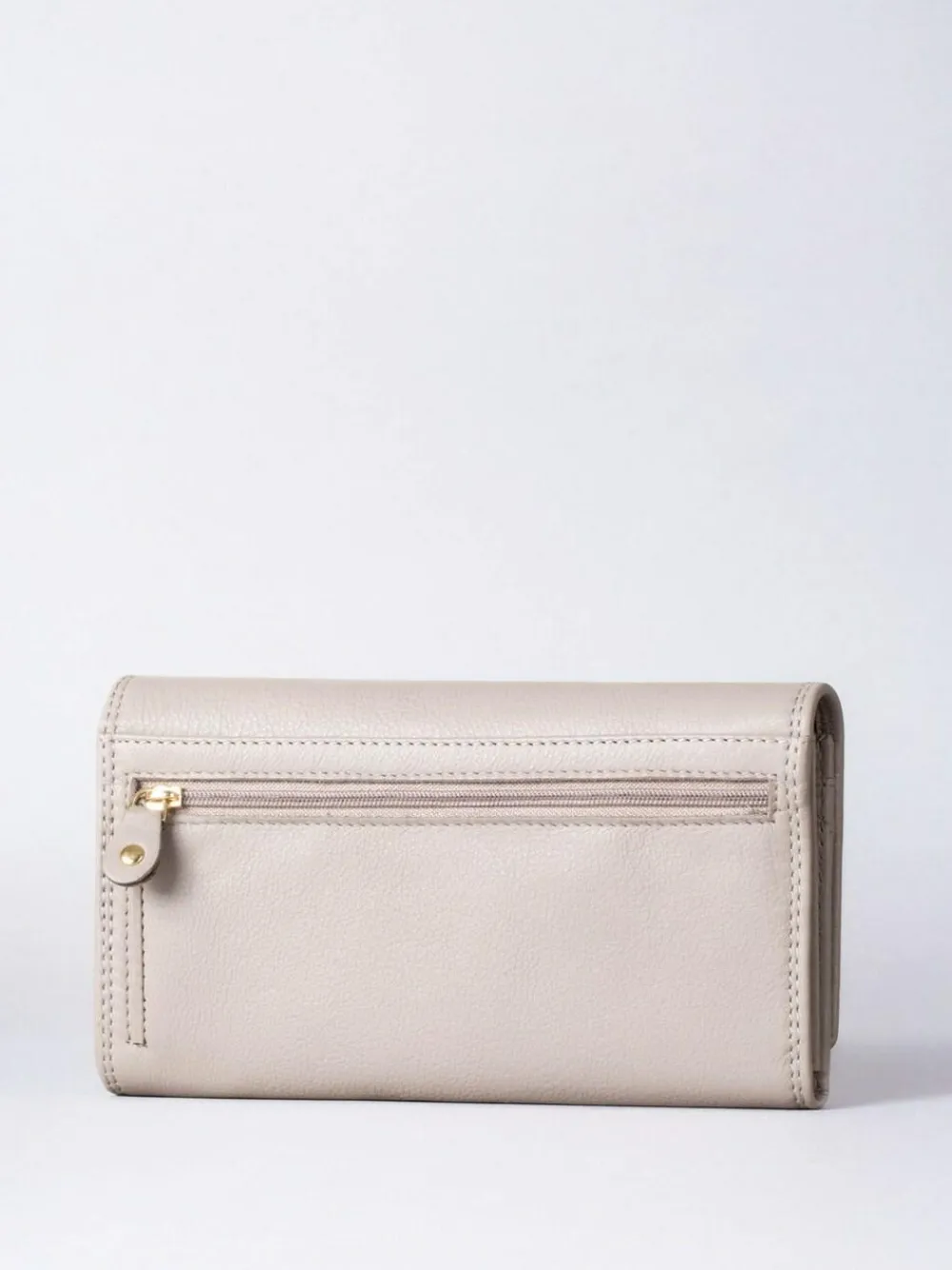 Best Lakeland Leather Light Grey Large Flapover Purse