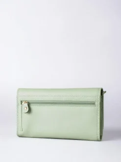 Online Lakeland Leather Light Green Large Flapover Purse