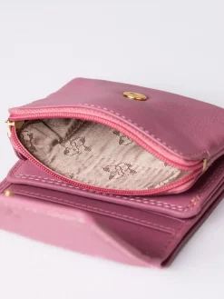 Hot Lakeland Leather Rose Pink Small Leather Flapover Purse