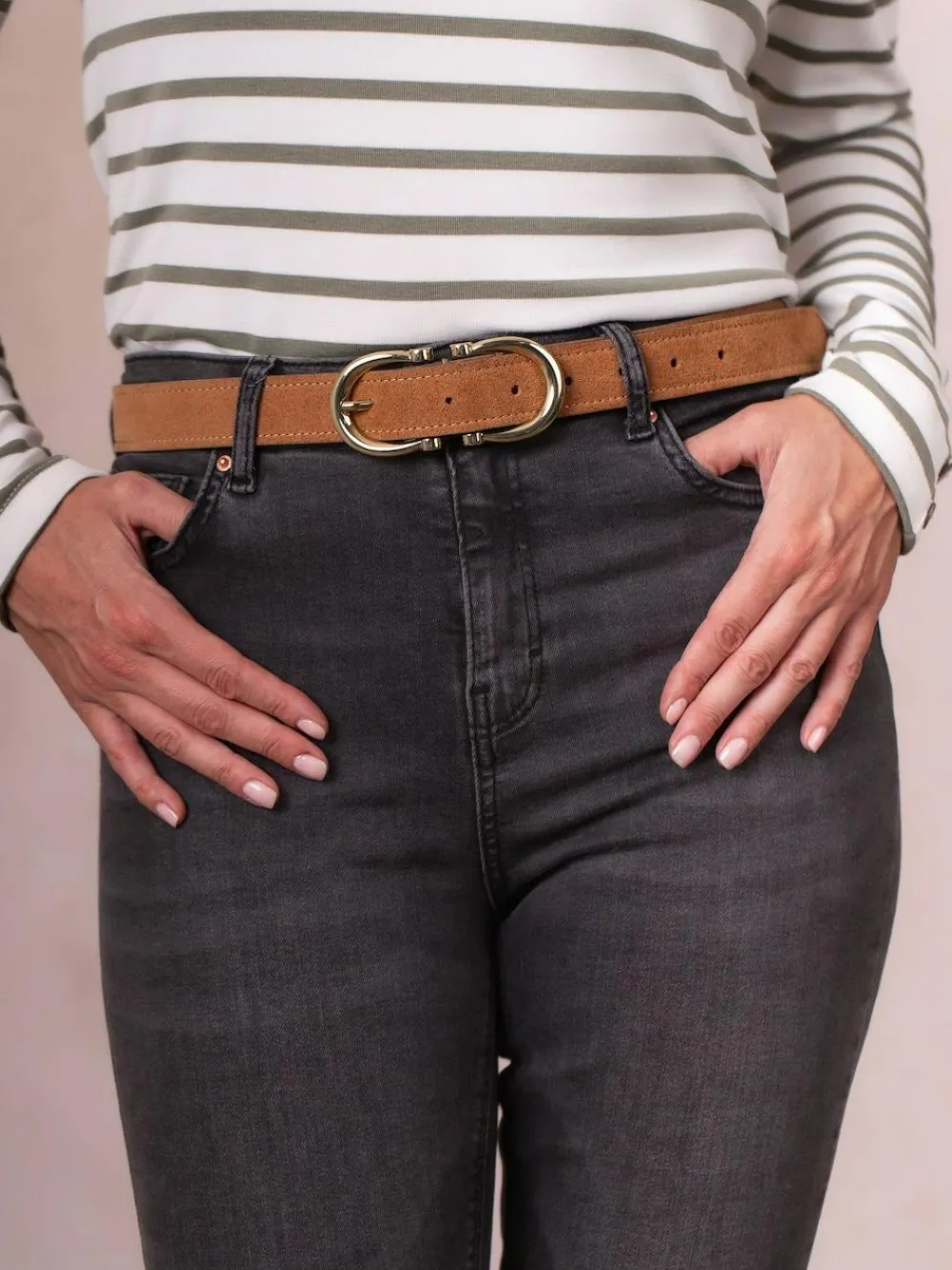 Hot Lakeland Leather Bowness Dual Buckle Suede Belt Tan