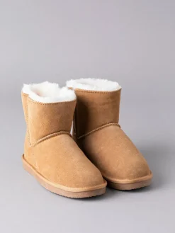New Lakeland Leather Tan Brown Ladies Sheepskin Boots Slippers