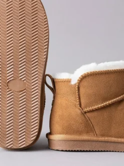 Lakeland Leather Tan Brown Ladies Sheepskin Mini Boot Slippers