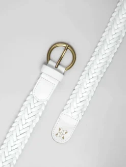Hot Lakeland Leather Waverton Woven Belt White