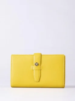 Discount Lakeland Leather Yellow Large Icon Stud Tab Purse