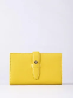 Discount Lakeland Leather Yellow Large Icon Stud Tab Purse
