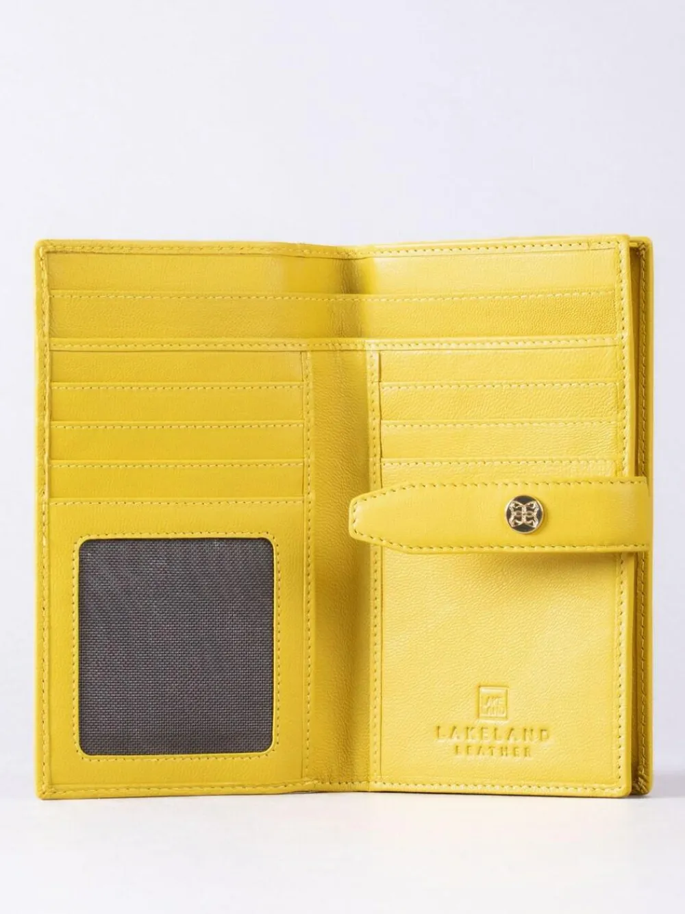 Discount Lakeland Leather Yellow Large Icon Stud Tab Purse