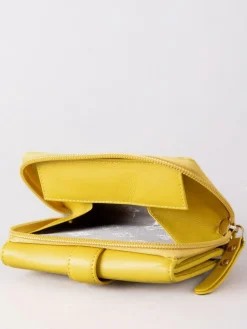 Lakeland Leather Yellow Medium Icon Stud Tab Purse^Women Purses