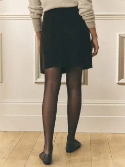 Outlet Laura Ashley Dogtooth Check Mini Skirt with Wool Chocolate Brown