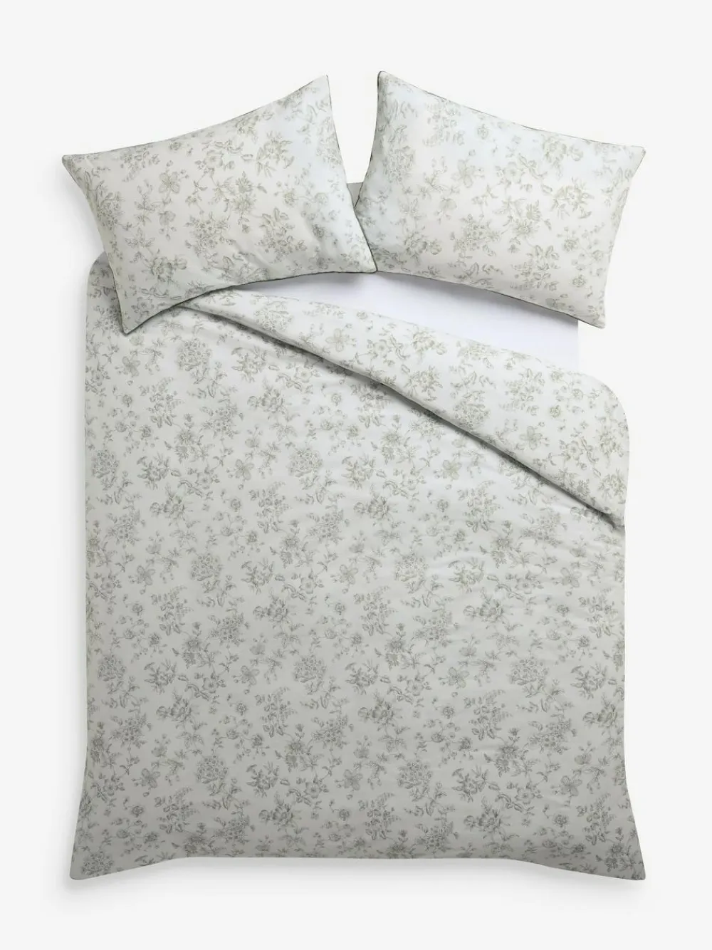 Laura Ashley Green Aneta Floral 100% Cotton Duvet Cover and Pillowcase Set^ Branded Bedlinen