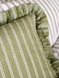 Laura Ashley Green Candy Stripe Frill Cushion^ Cushions & Throws