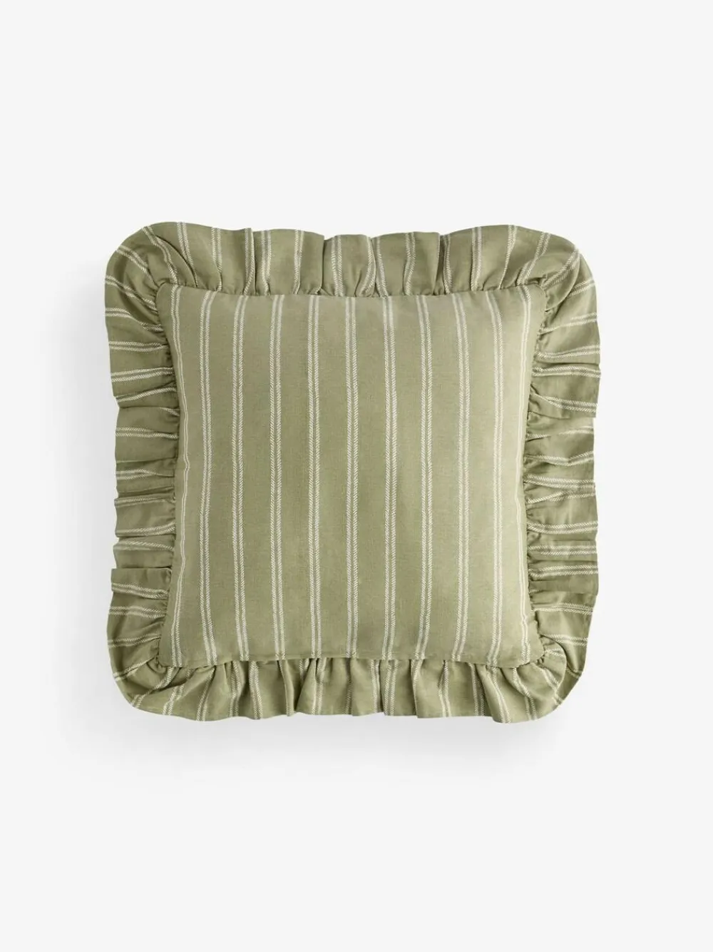Laura Ashley Green Candy Stripe Frill Cushion^ Cushions & Throws