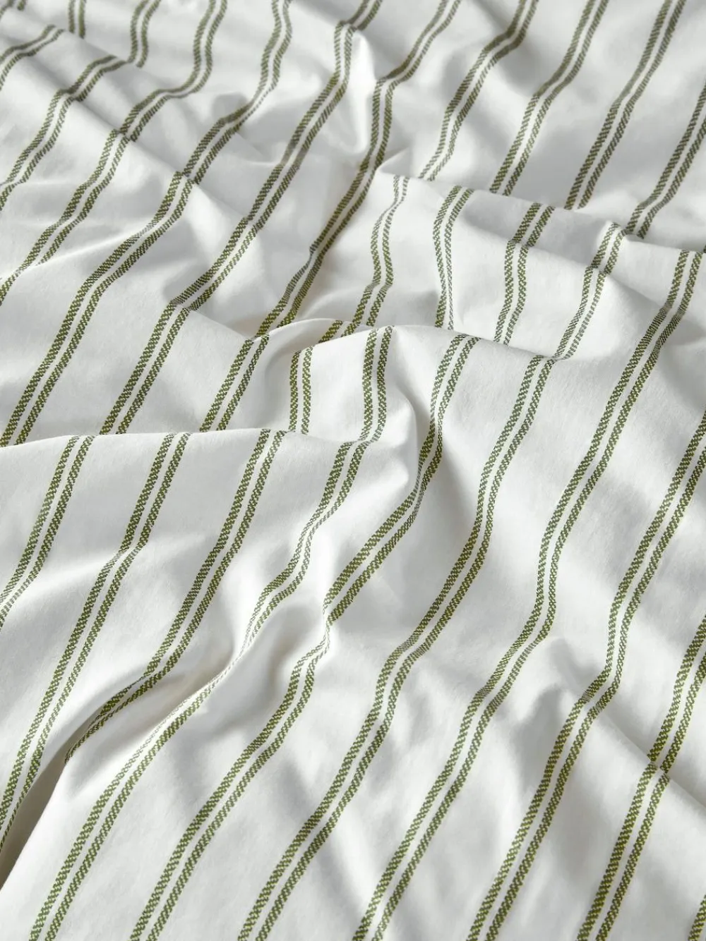 Laura Ashley Green Henley Stripe 100% Cotton Duvet Cover and Pillowcase Set^ Branded Bedlinen