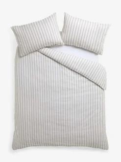 Laura Ashley Green Henley Stripe 100% Cotton Duvet Cover and Pillowcase Set^ Branded Bedlinen