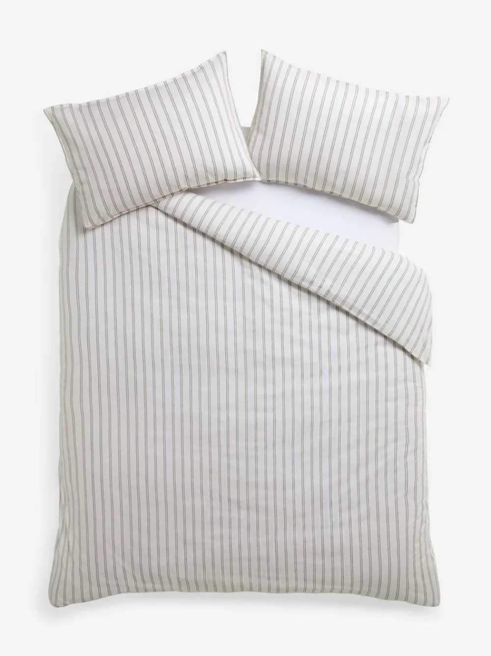 Laura Ashley Green Henley Stripe 100% Cotton Duvet Cover and Pillowcase Set^ Branded Bedlinen