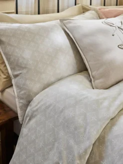 Laura Ashley Natural Ladyfern 100% Cotton Duvet Cover and Pillowcase Set^ Branded Bedlinen