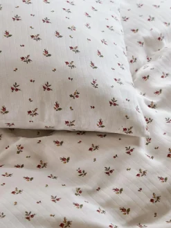 Laura Ashley Red Aylesmore Cotton Gauze Duvet Cover and Pillowcase Set^ Branded Bedlinen