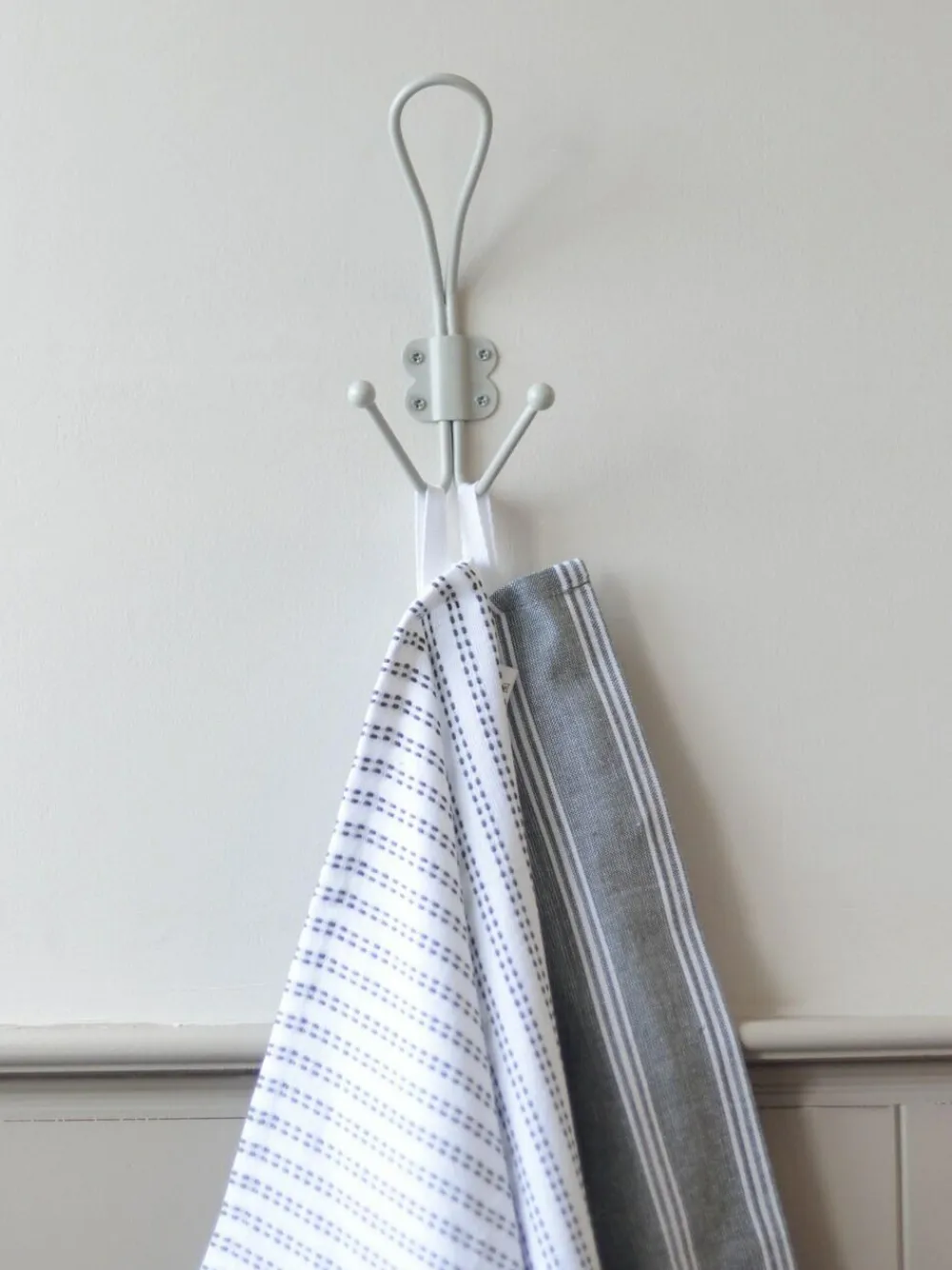 Hot Laura Ashley Set of 2 Metal Double Hooks Soft Silver Grey