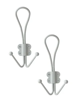 Hot Laura Ashley Set of 2 Metal Double Hooks Soft Silver Grey