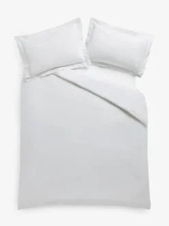 Hot Laura Ashley White Hemstitch 200 Thread Count Duvet Cover and Pillowcase Set