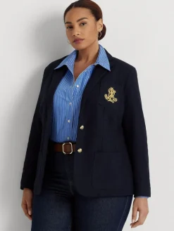 Hot Lauren Ralph Lauren Curve Anfisa Bullion Jacquard Blazer Lauren Navy