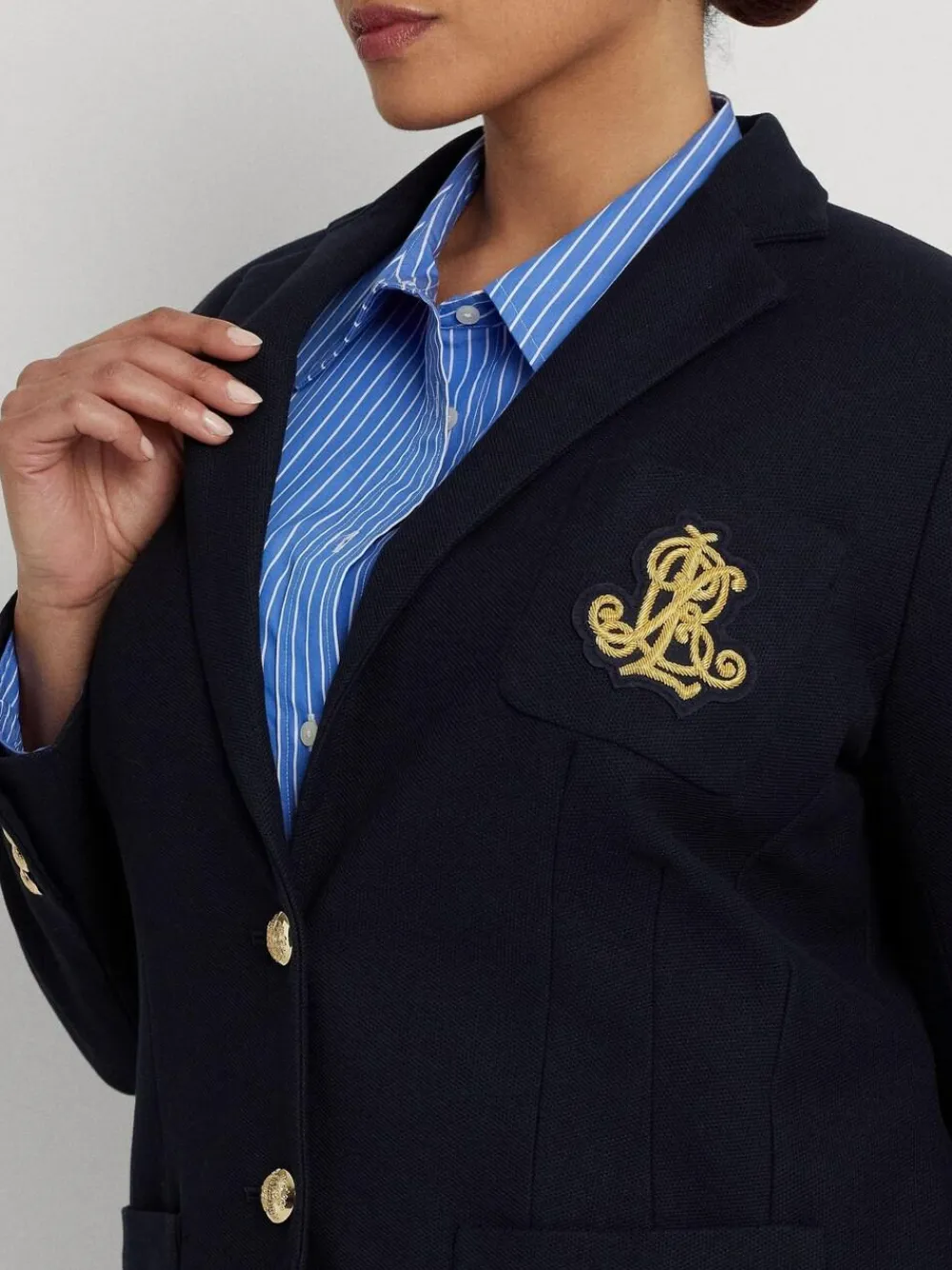 Hot Lauren Ralph Lauren Curve Anfisa Bullion Jacquard Blazer Lauren Navy
