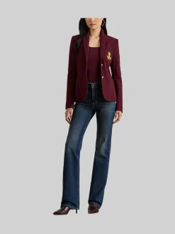Lauren Ralph Lauren Anfisa Crest Logo Blazer Jacket Red