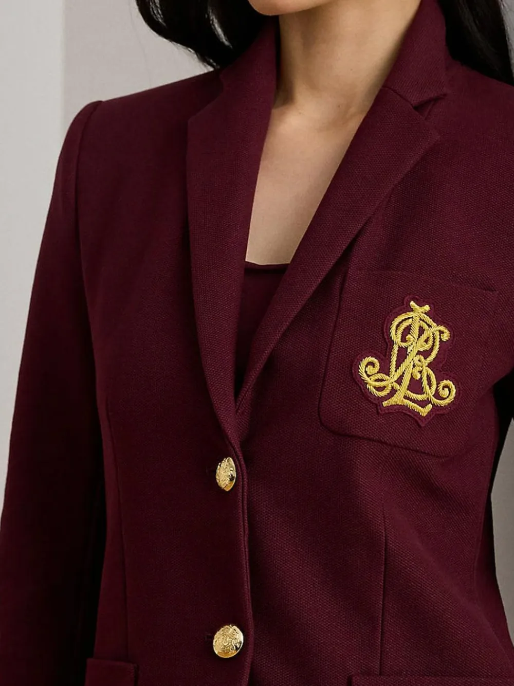 Lauren Ralph Lauren Anfisa Crest Logo Blazer Jacket Red
