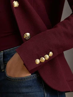 Lauren Ralph Lauren Anfisa Crest Logo Blazer Jacket Red