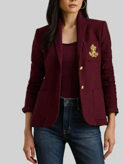 Lauren Ralph Lauren Anfisa Crest Logo Blazer Jacket Red