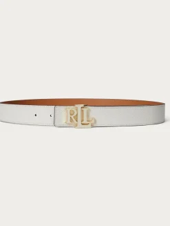 Lauren Ralph Lauren White Leather Medium Reversible Belt^Women Belts