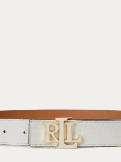 Lauren Ralph Lauren White Leather Medium Reversible Belt^Women Belts
