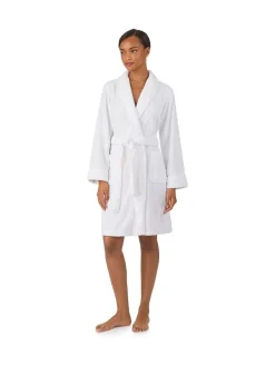 Online Lauren Ralph Lauren White Chenille So Soft L/S Shawl Collar Short Robe