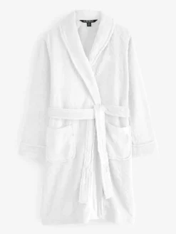 Online Lauren Ralph Lauren White Chenille So Soft L/S Shawl Collar Short Robe