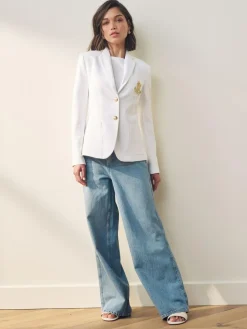 Lauren Ralph Lauren White Anfisa Bullion Jacquard Blazer^Women Blazers|Suits & Tailoring